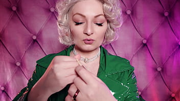 Preview 1 of Quke Sex - ASMR latex gloves and green PVC coat (Arya Grander) sexy SFW video by hot MILF