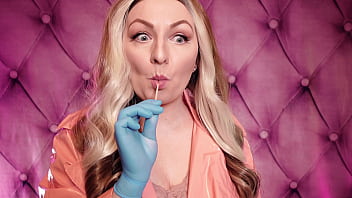 Preview 1 of Nana Nano - eating cand in blue nitrile gloves (Arya Grander) hot ASMR video