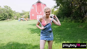 Preview 1 of Z Wz - Big boobed all natural blondie Jenessa Dawn stripping to cool herself down