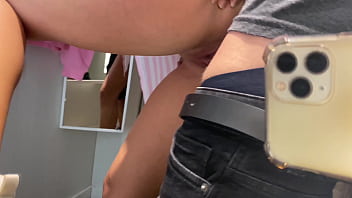 Preview 4 of Azmani Selma - Risky fuck close to next changing room with people in