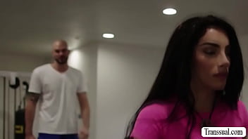 Preview 1 of Hello Kitty2 - Horny Bald anal sex with TS gym buddy