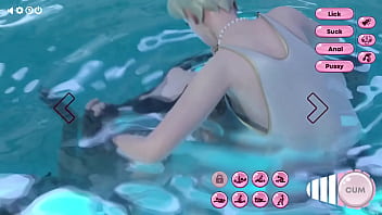 Preview 4 of Mom Com Me - 3D animated futa sex in pool,  where lustful girl sucking dickgirl&#039_s cock and fucking