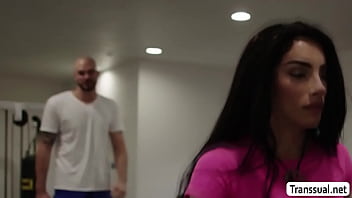 Preview 1 of Desi Ripe Sex - TS brunette Ariel Demure anal sex with Pervert bald gym buddy