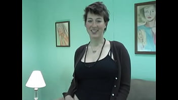 Preview 2 of Crazy Japan Porm - Tall busty brunette strips down and spreads her labia in the living room