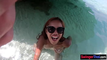 Preview 3 of Jb Tamil - Couple sex in public with his big ass Thai girlfriend on a deserted island