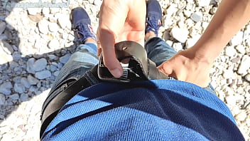 Preview 2 of Segunda Paja - handjob for stepdaddy outdoor and cumshot on ass