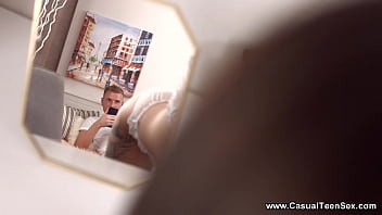 Preview 1 of Little Pink Top - Casual Teen Sex - Teeny Pretty Mary enjoys ass-to-mouth fuck