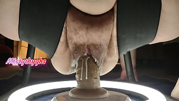 Preview 2 of Lauren Video - BBW Mistythyghs Riding Huge Brown Dildo Creamy Wet