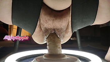 Preview 1 of Lauren Video - BBW Mistythyghs Riding Huge Brown Dildo Creamy Wet