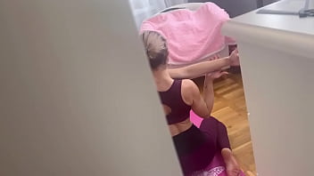 Preview 2 of Stocking Cinema - Plumber cum on my ass during yoga