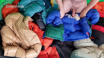 Preview 2 of Jak Robert - 20 Down Jackets In An Inflatable Pool