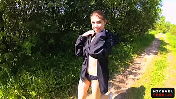 Preview 1 of School Girl Six Boy - Real Fuck Young Russian Couple On The Bank Of The River - POV - MichaelFrost and MihaNika69 - Public