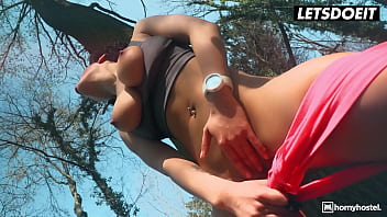 Preview 2 of Anybunny Japan Sex Vedios - FREE FULL VIDEO - Curly Haired Chick Stacy Bloom Enjoy Sex Outdoors Then Inside The Hostel Room With Roommate - HORNY HOSTEL