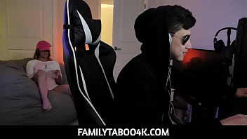 Preview 2 of Badmashi Com - FamilyTaboo4K-Teen Stepsister Kenzie Madison Sex With Stepbrother Juan &quot_El Caballo&quot_ Loco While He Plays Video Games