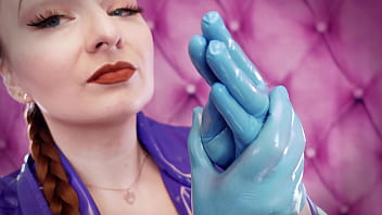 Preview 4 of B Show - ASMR clip: nitrile gloves and oil - Glaminatrix Arya Grander - hot MILF relax sexy sounding POV free