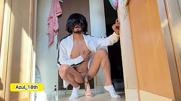 Preview 4 of Xxx Sexy In Jimm - 18 year old teen boy riding a huge cock after celebrating his birthday