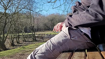 Preview 2 of Angela Jolly Sex Movie - Risky Wank With Passers By,  Plenty Of Cum But Just Flowed Out Cos I was Sitting Awkward