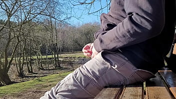 Preview 3 of Angela Jolly Sex Movie - Risky Wank With Passers By,  Plenty Of Cum But Just Flowed Out Cos I was Sitting Awkward