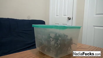 Preview 1 of Lana Rhodes Outside - Hot  Nadia eats cereal filled with sexy soldiers