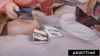 Preview 1 of Leasbins Kiss - ADULT TIME - Big Dick Stepson Can&#039_t Resist Titty Fucking His Super Thicc Stepmom Natasha Nice!