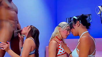 Preview 1 of Gangel Xxx Video - horny sluts suck black cock and kiss each other