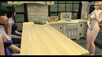 Preview 2 of Siya Mutha - My friend gropes herself and has a multiple orgasm in the kitchen in front of me and my stepsister
