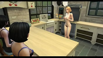 Preview 1 of Siya Mutha - My friend gropes herself and has a multiple orgasm in the kitchen in front of me and my stepsister