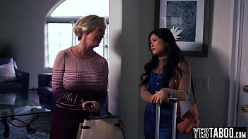 Preview 1 of Cum Mother In Law - Asian lesbian teen seduces her stepmoms big boobs mature bestie