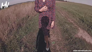 Preview 1 of Pote Porn Videos Sex - MarVal - Girl With Beautiful Dress Flashing Her Big Saggy Boobs On The Public And Doing Hand Job For Stranger. Loreen Red &amp_ Vali Savage