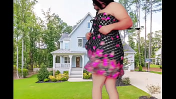 Preview 2 of Porn Inj - In front of the house of my neighbor public hot nude dancer ladyboy cosplayer