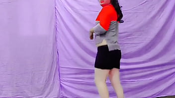 Preview 1 of Real Wifes Swap Cocks - Mini skirt ladyboy cheerleader sexy uniform