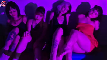 Preview 1 of Family Hansen Home Sex - 4 little sluts smoking and worshiping their feet,  stripping and kissing