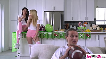 Preview 1 of Miz Kalfa - Touch down on your tight pussy teen stepsis Maria Kazi but her friend Lulu Chu also wanted big dick