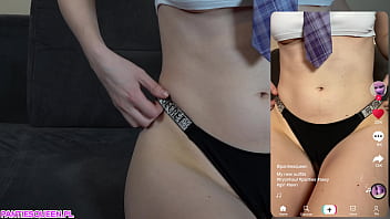 Preview 4 of Javhod Mom - Tiktok girl flashes meaty pussy during sexy outfit try on haul in live