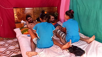 Preview 1 of Sane Leon Xnxx Move - Lucky guy fucking two teens and two guys foursome fucks     ...Hanif and Popy khatun and Mst sumona and Manik Mia