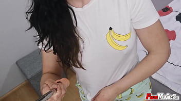 Preview 1 of Moka Gils - Brunette bitch fucks the selfie stick