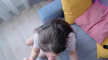 Preview 3 of Bigtith Girl - My tight ass is all in his cream,  after deep throating and fucking my ass