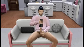Preview 1 of Black Tranny - asian twink jerks off on couch