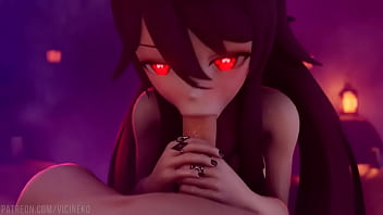 Preview 2 of Girls In Track Pants - Hu tao devil blowjob