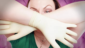 Preview 4 of Mistress Balkan Brat Bojana Feet - ASMR: gloves fetish. Double latex gloves. Arya Grander. (SFW)