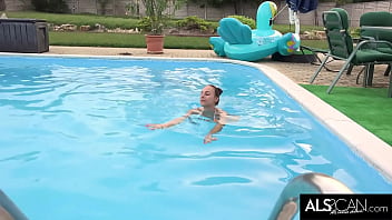 Preview 1 of Yahvi Only - Sultry Brunette Swims in the Pool Before Masturbating with Toy