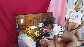 Preview 2 of Boy Tits Maid - Hanif pk and Sumona and Manik- Big tits bengali teen two maid fucked by owners threesome Porno