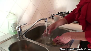 Preview 1 of Xxx Bf And - Two repairmen fuck big tits old grandma