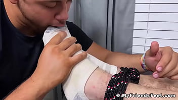 Preview 3 of Amitantai Seks - Bound and blindfolded dude foot worshiped by kinky dom