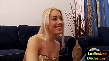 Preview 2 of Yordi El Chico Polla - 3some CFNM strapon pegging by amateur femdom HJ babes