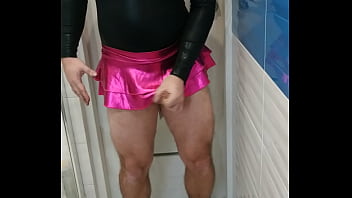Preview 2 of Rough Yogha - Tranny in sexy leotard and shiny skirt