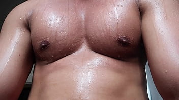 Preview 2 of Footsie Babes Jasmin - masochistic boyfriend riding on your morning erection,  showering sweat from his pecs