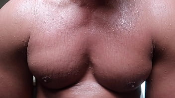 Preview 4 of Footsie Babes Jasmin - masochistic boyfriend riding on your morning erection,  showering sweat from his pecs