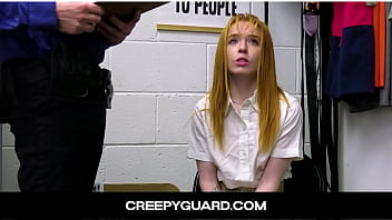 Preview 1 of Xoxoxo Karyna Kaz - CreepyGuard-Horny little thief Madi Collins has to fuck the security officer to avoid being put in jail for shoplifting
