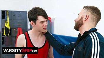 Preview 1 of Www X X Xcm - Handsome Stud Eric Fuller Gets Dominated &amp_ Fucked By Wrestling Buddy And Perv Coach - Varsity Grip